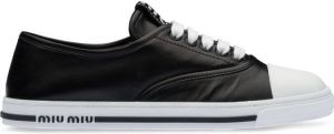 Miu nappa leather lace-up sneakers Black