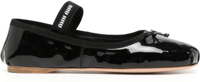 Miu patent-leather ballerina shoes Black