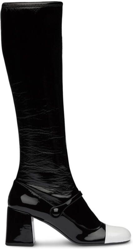 Miu patent-leather block heel boots Black