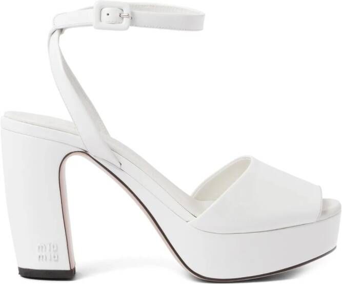 Miu patent-leather platform sandals White