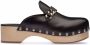 Miu studded chain-strap leather clogs Black - Thumbnail 1