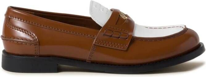 Miu two-tone leather penny loafers Brown