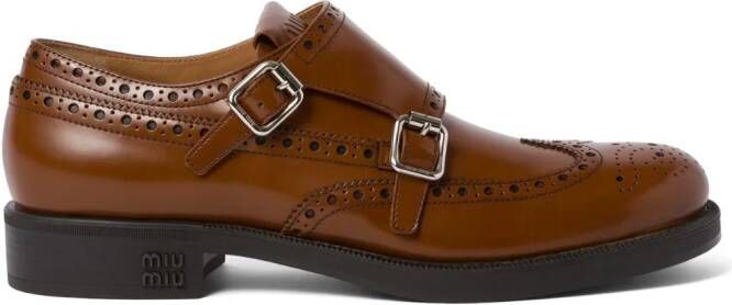 Miu x Church's leather brogue shoes Brown