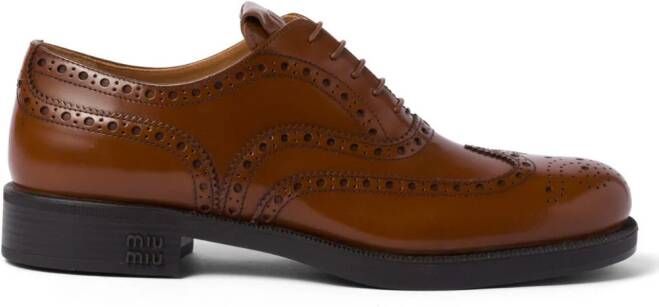 Miu x Church's leather brogue shoes Brown
