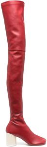 MM6 Maison Margiela Anatomic stretch thigh boots Red