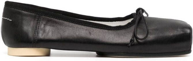 MM6 Maison Margiela bow-detail leather ballerina shoes Black