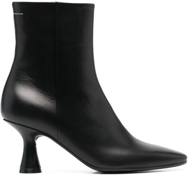MM6 Maison Margiela contrasting-stitch detail 80mm ankle boots Black