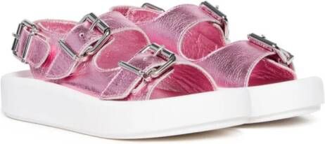 MM6 Maison Margiela Kids buckled leather sandals Pink