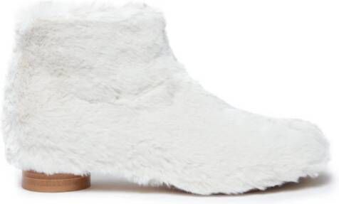 MM6 Maison Margiela Kids faux-fur zip-fastening ankle boots White