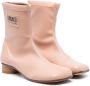 MM6 Maison Margiela Kids logo-patch leather ankle boots Pink - Thumbnail 1
