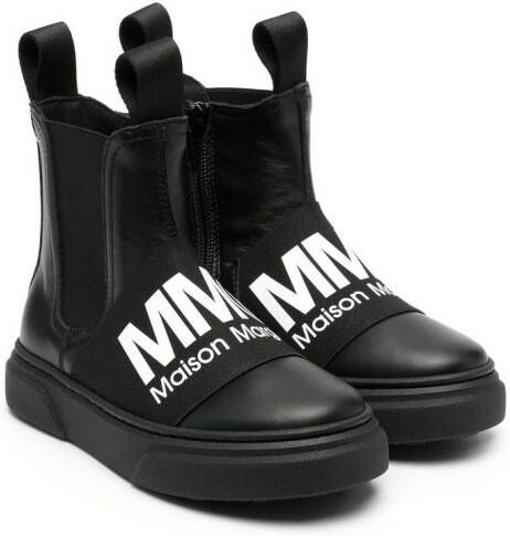 MM6 Maison Margiela Kids logo-print Chelsea boots Black