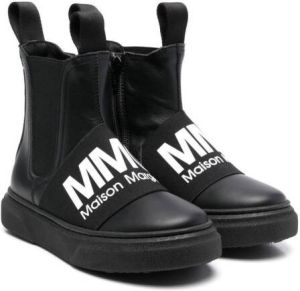 MM6 Maison Margiela Kids logo-print detail ankle boots Black
