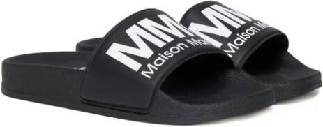MM6 Maison Margiela Kids logo-print flat slides Black