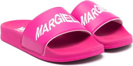 MM6 Maison Margiela Kids logo-print slip-on slides Pink