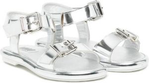 MM6 Maison Margiela Kids metallic-effect buckle sandals Silver