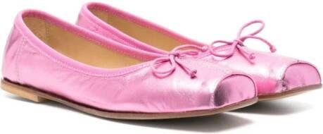 MM6 Maison Margiela Kids metallic-finish ballerina shoes Pink
