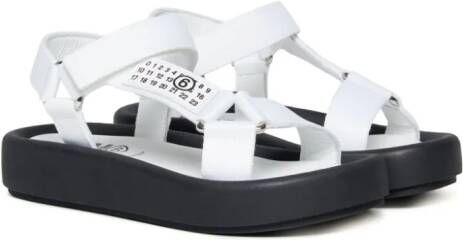 MM6 Maison Margiela Kids Numbers-motif leather sandals White