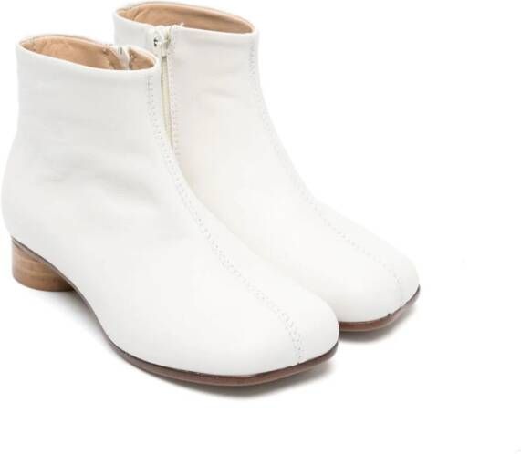 MM6 Maison Margiela Kids square-toe leather ankle boots Neutrals