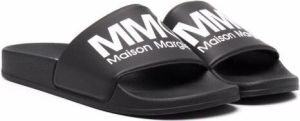 MM6 Maison Margiela Kids TEEN logo-print open-toe slides Black