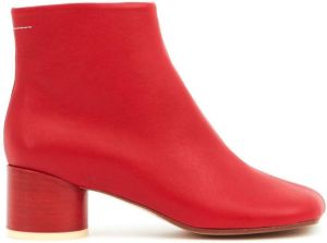MM6 Maison Margiela leather ankle boots Red