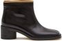 MM6 Maison Margiela logo-embroidered leather ankle boots Black - Thumbnail 1