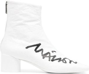 MM6 Maison Margiela logo scrawl print ankle boots White