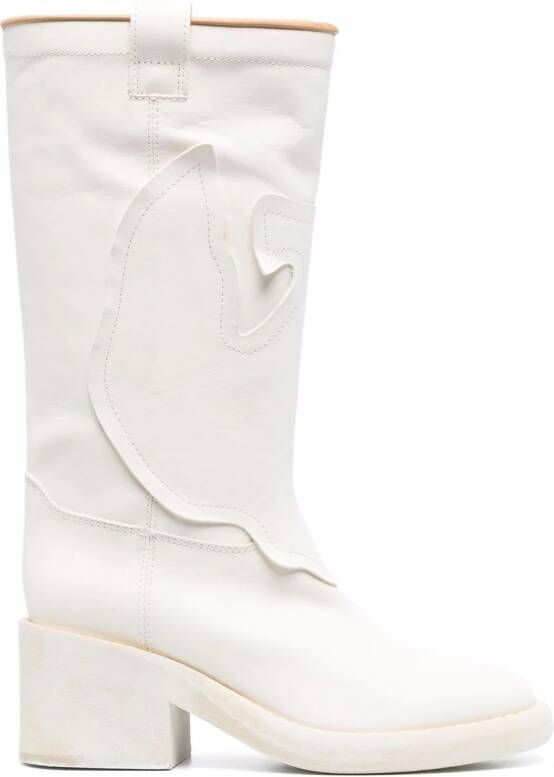 MM6 Maison Margiela round-toe calf-length boots White