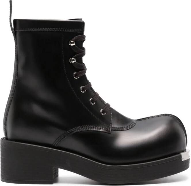 MM6 Maison Margiela round-toe leather boots Black