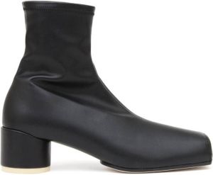 MM6 Maison Margiela square-toe leather ankle boots Black
