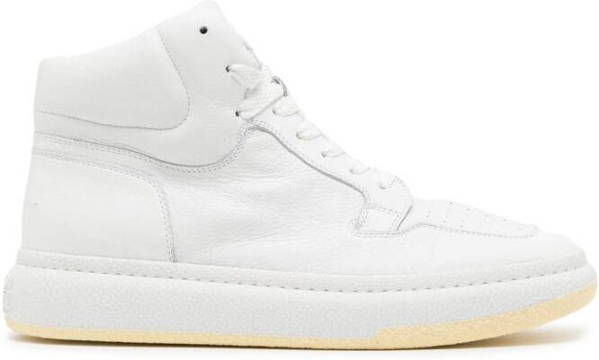 MM6 Maison Margiela square-toe leather high-top sneakers White