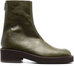 MM6 Maison Margiela zip-up leather ankle boots Green