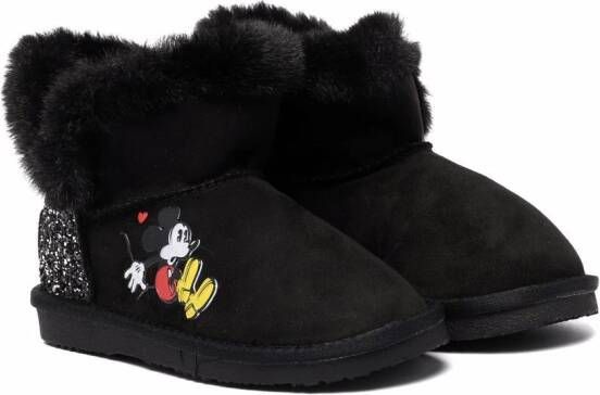 Moa Kids Mickey Mouse-motif suede boots Black