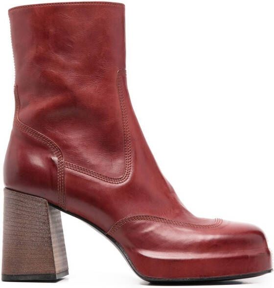 Moma 90mm leather boots Red