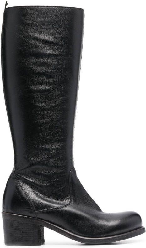 Moma calf-length block heel boots Black
