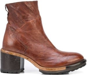 Moma cracked leather ankle boots Brown