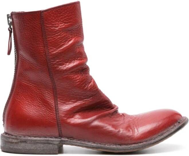 Moma distressed leather ankle boots Red