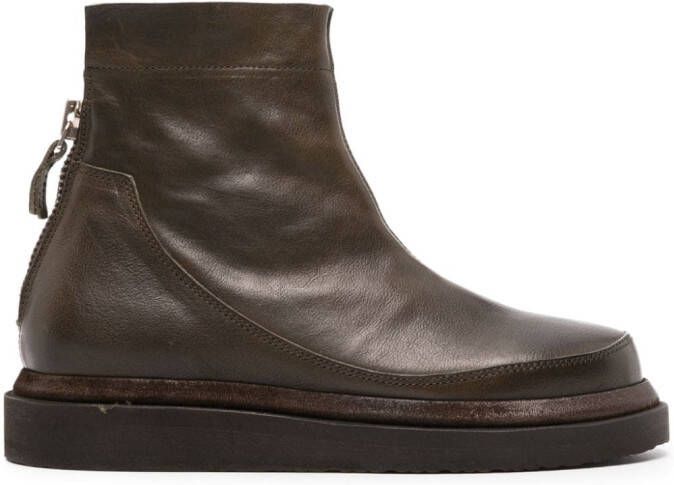Moma faded cal leather ankle boots Brown