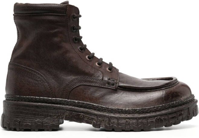 Moma lace-up calf leather ankle boots Brown