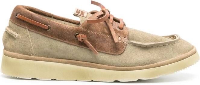 Moma logo-patch suede boat shoes Neutrals