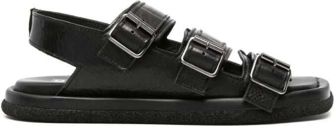 Moma Lux buckled leather sandals Black