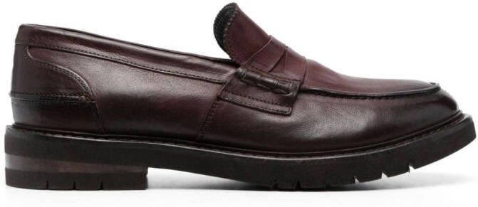 Moma Nairobi penny-slot leather loafers Brown