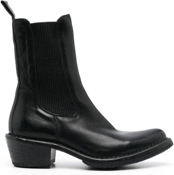 Moma pointed-toe ankle leather boots Black