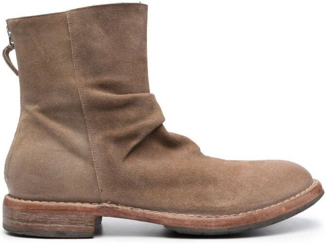 Moma ruched ankle leather boots Neutrals