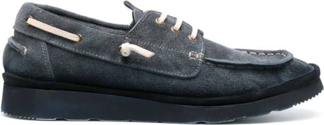 Moma suede tonal boat shoes Blue