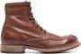 Moma Tronchetto lace-up leather boots Brown - Thumbnail 1