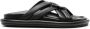 Moncler Bell crossover-strap leather slides Black - Thumbnail 1