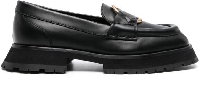 Moncler Bell leather loafers Black