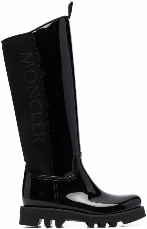 Moncler debossed-logo below-knee boots Black