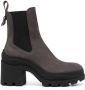 Moncler elasticated-ankle ridged-sole boots Brown - Thumbnail 1