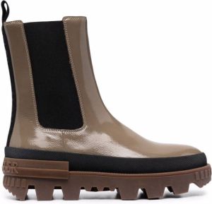 Moncler elasticated-panels leather boots Neutrals